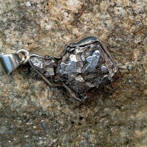 Unique 925 -Set Meteorite Pendant